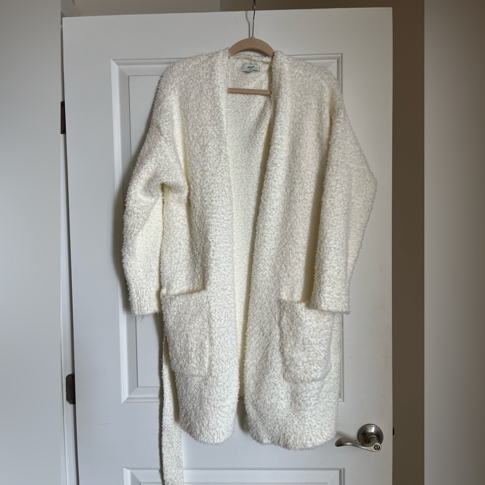 Aerie White Fuzzy Cardigan